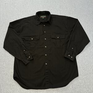 North 44 Shirt Men M 100% Cotton  Button Up Brown Dress Shirt Long Sleeve Pocket